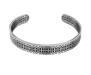 True Rebels Armband Edelstahl in Silber/Schwarz 18,0 - 21,0 cm, flexibel einstellbar Herren