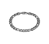 True Rebels Herren Armband aus Edelstahl gunmetal - Edelstahlarmband für Männer - Figaroarmband