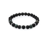 True Rebels Herren-Armband Achat schwarz mit Beads Birdstone grün flexibel verstellbar - Energie-Armband für Männer mit Perlen Edelsteine