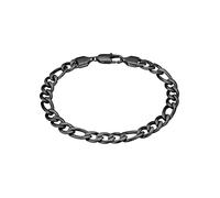 True Rebels Herren Armband aus Edelstahl schwarz - Edelstahlarmband für Männer - Figaroarmband