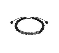 True Rebels Herren Armband Edelstahl | Edelsteinarmband, Achat, schwarz, Zugverschluss