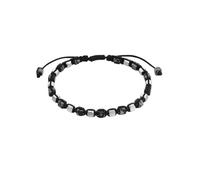 True Rebels Herren Armband Edelstahl | Edelsteinarmband, Schneeflockenobsidian, schwarz/grau, Zugverschluss