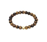 True Rebels Herren Armband Edelstahl gelbgold | gelbvergoldet 14 Karat, Edelsteinarmband, Tigerauge, braun, flexibel, ohne Verschluss
