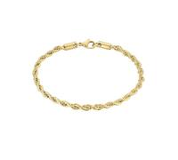 True Rebels Herren Armband Edelstahl gelbgold | gelbvergoldet 14 Karat, Kordelarmband, Karabinerverschluss