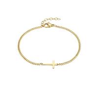 True Rebels Herren Armband Edelstahl gelbgold | gelbvergoldet 14 Karat, Panzerarmband, Kreuz, Karabinerverschluss