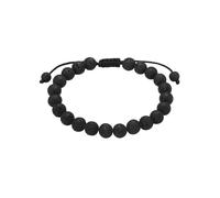 True Rebels Herren Armband Edelstahl schwarz | schwarz rhodiniert, Edelsteinarmband, Lavastein, schwarz, Zugverschluss