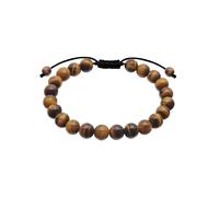 True Rebels Herren Armband Edelstahl schwarz | schwarz rhodiniert, Edelsteinarmband, Tigerauge, braun, Zugverschluss
