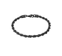 True Rebels Herren Armband Edelstahl schwarz | schwarz rhodiniert, Kordelarmband, Karabinerverschluss