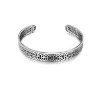 True Rebels Herren Armspange Edelstahl silber/schwarz - Armschmuck Männer Runen Muster Edelstahlarmband Männerschmuck Armband