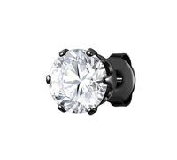 True Rebels Herren Ohrringe Edelstahl schwarz | schwarz rhodiniert, Ohrstecker, Zirkonia, weiß, 1 Stück