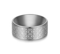 True Rebels Herren Ring aus Edelstahl gunmetal mit Tribal-Muster - Edelstahlring Bandring Breit gemustert