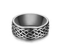 True Rebels Herren Ring aus Edelstahl silber/schwarz Bandring mit Tribal-Muster - Edelstahlring Bicolor Männer