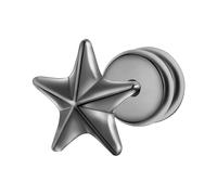 True Rebels Ohrstecker Stern aus Edelstahl in Gunmetal 7,5 mm Herren