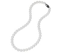 True Rebels Perlen-Kette aus Edelstahl in Schwarz mit Perle (synth.) 55 cm Herren