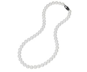 True Rebels Perlen-Kette aus Edelstahl in Schwarz mit Perle (synth.) 60 cm Herren