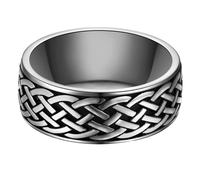 True Rebels Herren Ring aus Edelstahl silber/schwarz Bandring