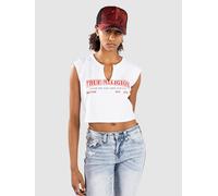 True Religion Anniversary Tr Ribbed V Notch T-Shirt white Damen Gr. L