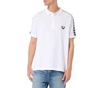 True Religion Damast-Poloshirt für Herren, kurzärmelig, Optisches Weiß, Klein