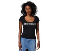 True Religion Damen Camo Square Neck Top, Schwarz, S
