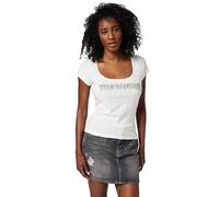 True Religion Damen Camo Top mit quadratischem Ausschnitt, Weiß, Größe S
