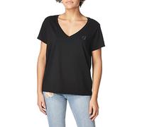 True Religion Damen Crystal Horseshoe Short Sleeve V Neck Tee T-Shirt, Onyx, Mittel