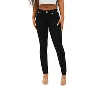 True Religion Damen Halle Mid Rise Super Skinny Fit Jeans Denim Single Needle Stitching, Schwarze Körperspülung, 25