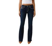 True Religion Damen Joey Big T Mid Rise Flap Flare Jeans, Dunkle Eichen-Waschung, 33W