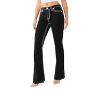 True Religion Damen Joey Jeans Super T Denim Flare Leg Low Rise Flap Jeans für Frauen, Rinse Black, 28