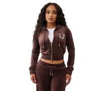True Religion Damen Marken Crystal Velours Zip Hoodie - Full-Zip Plush Sweatshirt