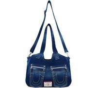 True Religion Damen Satchel Bag Crossbody Purse Handtasche mit Hufeisen-Logo-Stickerei Dark Denim