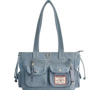 True Religion Damen Tote Bag, Women's Multi-Pocket Faux Leather Handbag with Adjustable Shoulder Strap Tragetasche, Denim
