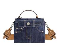 True Religion Damen Umhängetasche Geldbörse Jean Pocket Mini Flap Crossbody Handtasche mit Verstellbarem Riemen Navy