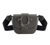 True Religion Damen Women's Crossbody Bag, Mini Flap Adjustable Shoulder Handbag with Horseshoe Logo Umhängetasche, GRAU