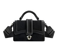 True Religion Damen Women's Satchel Bag Purse, Corduroy Crossbody Travel Handbag with Adjustable Shoulder Strap Mini-Umhängetasche, Schwarz