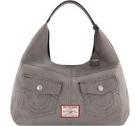 True Religion Damen Women's Shoulder Bag Purse, Large Hobo Handbag with Front Pockets Umhängetasche, GRAU