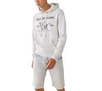 True Religion Herren Buddha Fleece Hoody Kapuzenpullover, Oatmeal Heather/Metallic Blk, X-Large