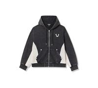 True Religion Herren-Kapuzenpullover mit Netzeinsatz, rostfreier Reißverschluss, Sweatshirt mit Mesh-Einsätzen, Schwarz (Jet Black), X-Large