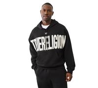 True Religion Herren Knit Panel TR Cinched Hoodie - Pullover Hooded Sweatshirt, Schwarz (Jet Black), Medium