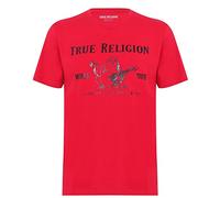 True Religion Herren Kurzärmeliges Buddha Metallic-Optik T-Shirt, Echtes Rot, L