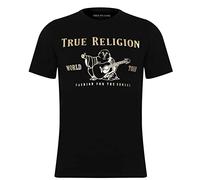 True Religion Herren Kurzärmeliges Buddha Metallic-Optik T-Shirt, Schwarz, Mittel