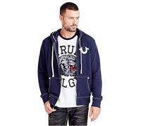 True Religion Herren Classic Logo Long Sleeve Zip Up Hoodie Kapuzenpullover, True Navy, Medium