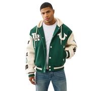 True Religion Herren Retro Wool Varsity Jacket Jacke, Evergreen/Winter White, XL