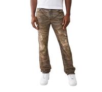 True Religion Herren Stacked Rocco SN Stitching No Flap Jeans - Slim Fit Stretch Denim mit sauberen Gesäßtaschen, Bullet Brown Wash with Rips, 50
