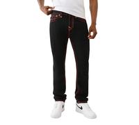 True Religion Herren Stacked Rocco Super T Flap Jeans - Slim Stacked Fit & Pattentaschen, Schwarze Spülung, 48