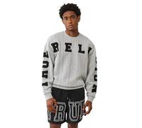 True Religion Herren-Sweatshirt mit Fleece-Applikation - gemütlicher Pullover mit Rundhalsausschnitt mit Grafik, Meliert, Grau, Large