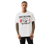 True Religion Herren-T-Shirt, kurzärmelig, Vintage-Stil, mit Rundhalsausschnitt, Optisches Weiß, 3X-Groß