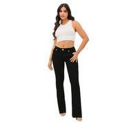 True Religion Jeans Damen Denim Joey Mid Rise Flare Flap Single Needle Stitching Hose, Schwarze Körperspülung, 25
