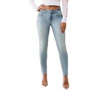 True Religion Jennie Mid Rise Skinny Flap Big T Jeans, Denim, Hufeisen-Gesäßtaschen und silberfarbene Beschläge, Light wash, 25