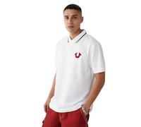 True Religion JV7 Poloshirt für Herren, kurzärmelig, mit Kontrastbesatz und Logo, Optisches Weiß, L