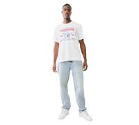 True Religion Men's High Density SRS Railroad Tee - Short Sleeve T-Shirt with Bold Railroad Graphic Design, Optisches Weiß, Klein